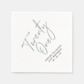 Serviette En Papier Silver Twenty One Moderne Adulte 21ème Anniversair (Devant)