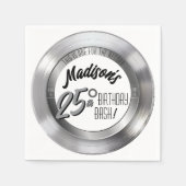 Serviette En Papier Silver Vinyl Record Retro 25e anniversaire fête (Devant)