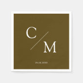 Serviette En Papier Simpel Élégant Monogramme Brun-vert (Devant)
