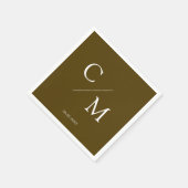Serviette En Papier Simpel Élégant Monogramme Brun-vert (Coin)