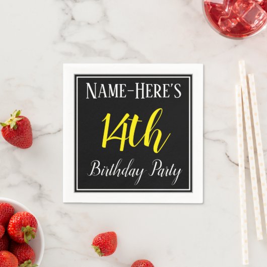 Serviette En Papier Simple, 14e fête d'anniversaire avec nom personnal (En situation)