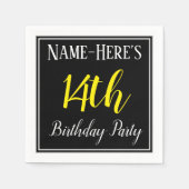 Serviette En Papier Simple, 14e fête d'anniversaire avec nom personnal (Devant)