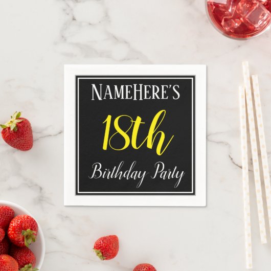 Serviette En Papier Simple, 18e fête d'anniversaire avec nom personnal (En situation)