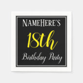 Serviette En Papier Simple, 18e fête d'anniversaire avec nom personnal (Devant)