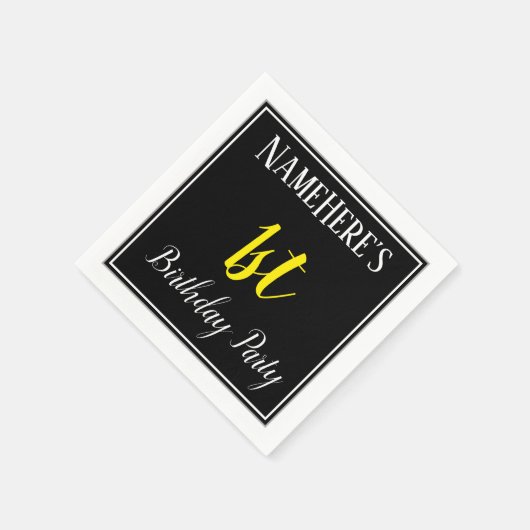 Serviette En Papier Simple, 1ère fête d'anniversaire avec nom personna (Coin)