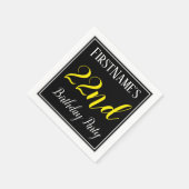 Serviette En Papier Simple, 22e fête d'anniversaire avec nom personnal (Coin)