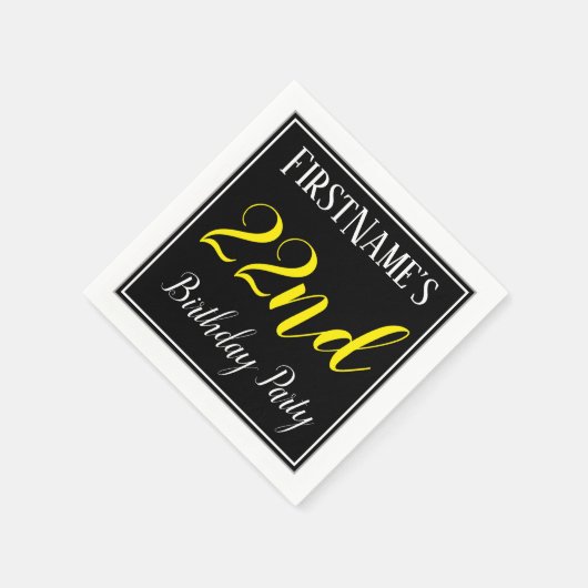 Serviette En Papier Simple, 22e fête d'anniversaire avec nom personnal (Coin)