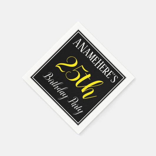 Serviette En Papier Simple, 25ème fête d'anniversaire avec nom personn (Coin)