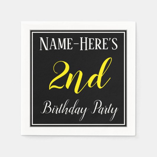 Serviette En Papier Simple, 2ème fête d'anniversaire avec nom personna (Devant)