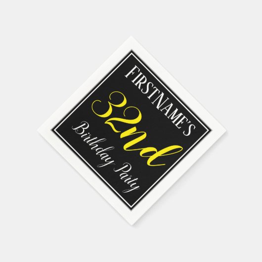 Serviette En Papier Simple, 32ème fête d'anniversaire avec nom personn (Coin)