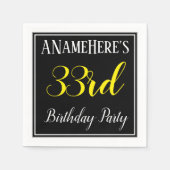 Serviette En Papier Simple, 33ème fête d'anniversaire avec nom personn (Devant)