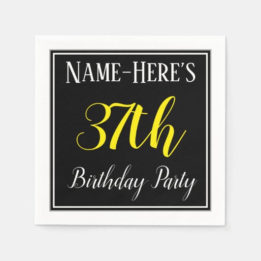 Serviette En Papier Simple, 37ème fête d'anniversaire avec nom personn (Devant)