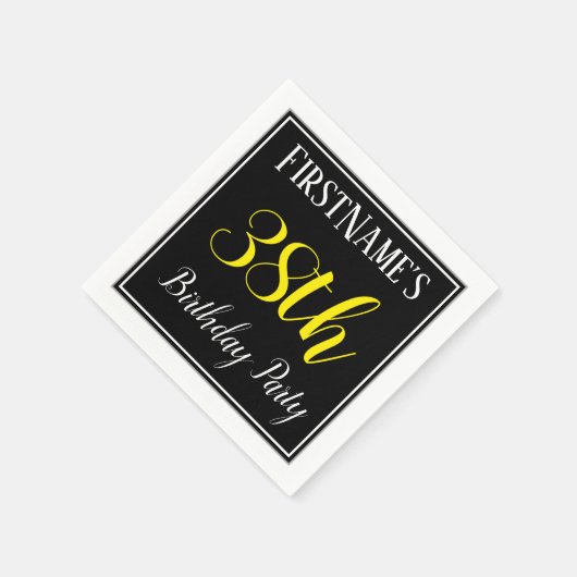 Serviette En Papier Simple, 38ème fête d'anniversaire avec nom personn (Coin)