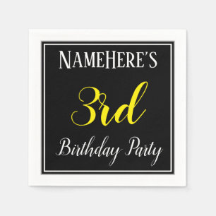 Serviette En Papier Simple, 3ème fête d'anniversaire avec nom personna