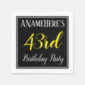 Serviette En Papier Simple, 43ème fête d'anniversaire avec nom personn (Devant)