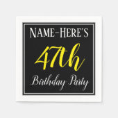 Serviette En Papier Simple, 47ème fête d'anniversaire avec nom personn (Devant)