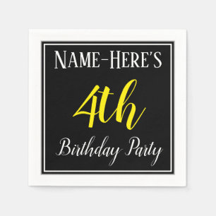 Serviette En Papier Simple, 4ème fête d'anniversaire avec nom personna