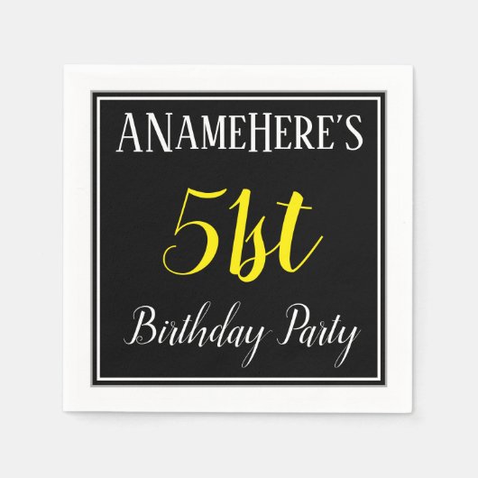 Serviette En Papier Simple, 51e fête d'anniversaire avec nom personnal (Devant)