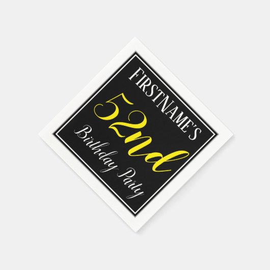 Serviette En Papier Simple, 52e fête d'anniversaire avec nom personnal (Coin)