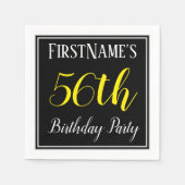 Serviette En Papier Simple, 56e fête d'anniversaire avec nom personnal (Devant)