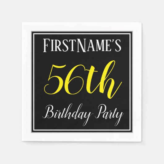 Serviette En Papier Simple, 56e fête d'anniversaire avec nom personnal (Devant)