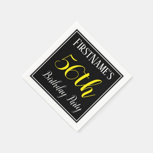 Serviette En Papier Simple, 56e fête d'anniversaire avec nom personnal (Coin)