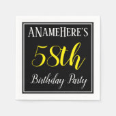 Serviette En Papier Simple, 58ème fête d'anniversaire avec nom personn (Devant)