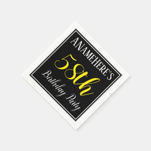 Serviette En Papier Simple, 58ème fête d'anniversaire avec nom personn (Coin)