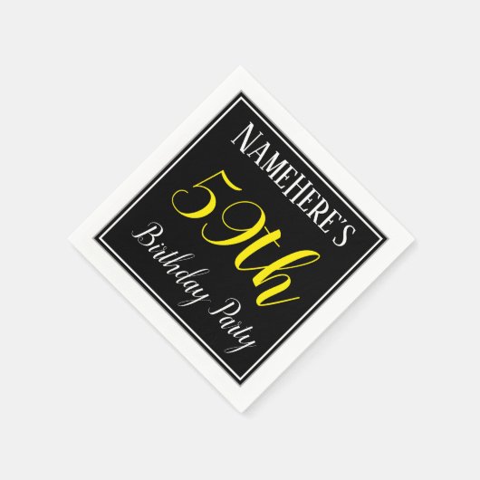 Serviette En Papier Simple, 59e fête d'anniversaire avec nom personnal (Coin)