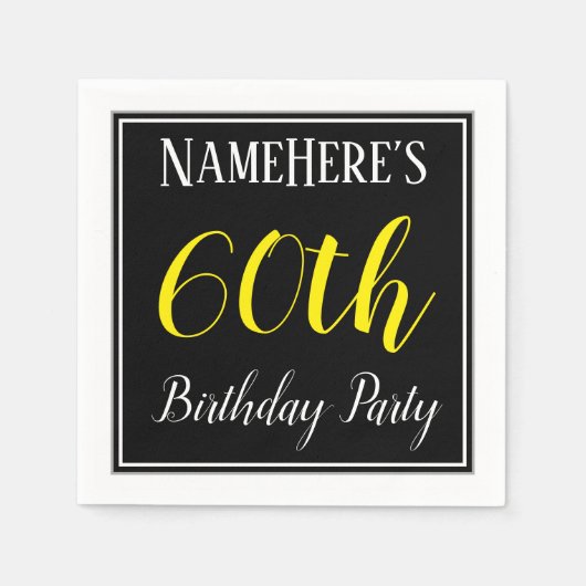 Serviette En Papier Simple, 60e fête d'anniversaire avec nom personnal (Devant)