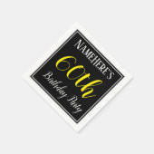 Serviette En Papier Simple, 60e fête d'anniversaire avec nom personnal (Coin)