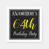 Serviette En Papier Simple, 64e fête d'anniversaire avec nom personnal (Devant)