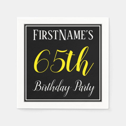 Serviette En Papier Simple, 65e fête d'anniversaire avec nom personnal (Devant)