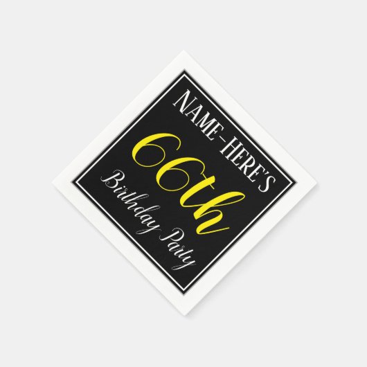 Serviette En Papier Simple, 66e fête d'anniversaire avec nom personnal (Coin)