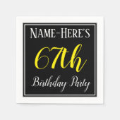 Serviette En Papier Simple, 67e fête d'anniversaire avec nom personnal (Devant)