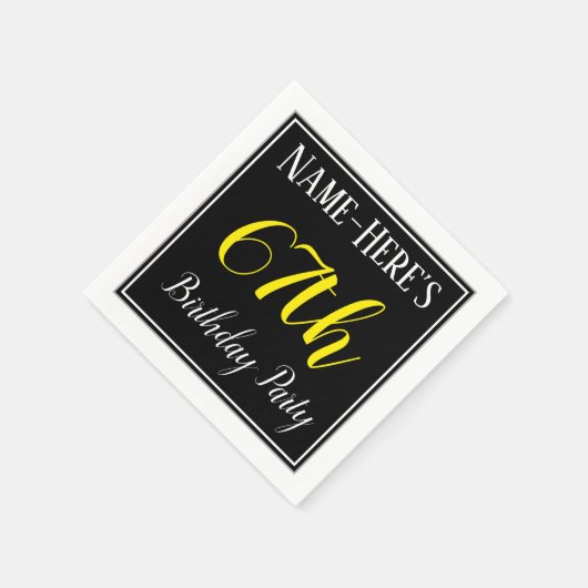 Serviette En Papier Simple, 67e fête d'anniversaire avec nom personnal (Coin)