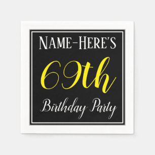 Serviette En Papier Simple, 69e fête d'anniversaire avec nom personnal