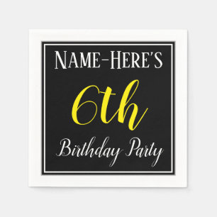 Serviette En Papier Simple, 6e fête d'anniversaire avec nom personnali