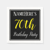 Serviette En Papier Simple, 70e fête d'anniversaire avec nom personnal (Devant)