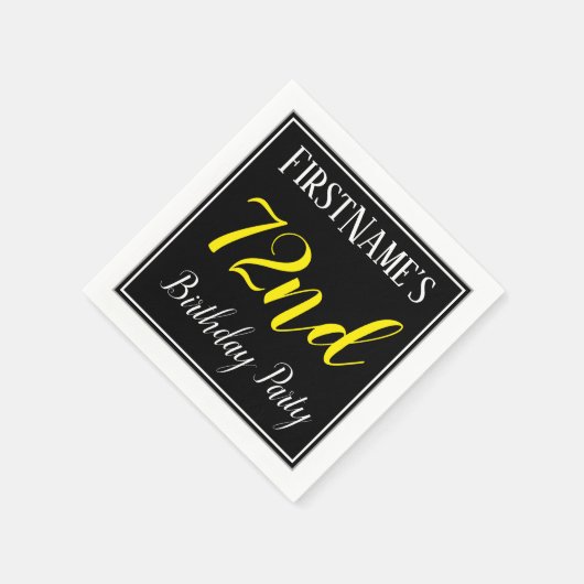 Serviette En Papier Simple, 72e fête d'anniversaire avec nom personnal (Coin)