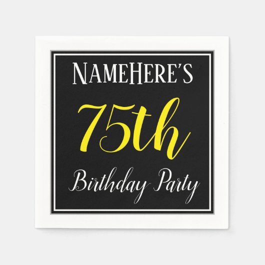 Serviette En Papier Simple, 75e fête d'anniversaire avec nom personnal (Devant)
