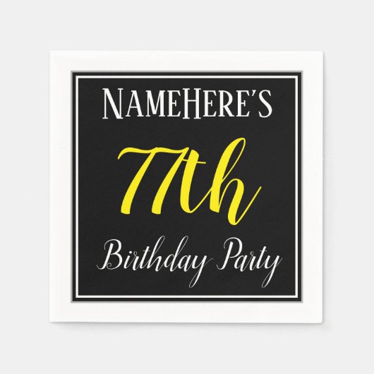 Serviette En Papier Simple, 77e fête d'anniversaire avec nom personnal (Devant)