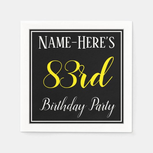 Serviette En Papier Simple, 83ème fête d'anniversaire avec nom personn (Devant)