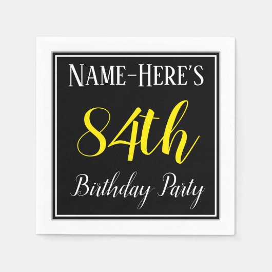 Serviette En Papier Simple, 84ème fête d'anniversaire avec nom personn (Devant)