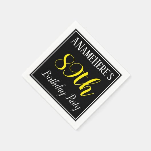 Serviette En Papier Simple, 89e fête d'anniversaire avec nom personnal (Coin)