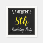 Serviette En Papier Simple, 8e fête d'anniversaire avec nom personnali (Devant)