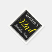 Serviette En Papier Simple, 92e fête d'anniversaire avec nom personnal (Coin)