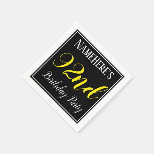 Serviette En Papier Simple, 92e fête d'anniversaire avec nom personnal (Coin)