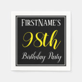Serviette En Papier Simple, 98ème fête d'anniversaire avec nom personn (Devant)