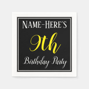 Serviette En Papier Simple, 9e fête d'anniversaire avec nom personnali